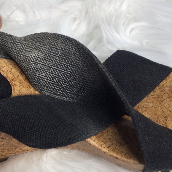 Used Abound Black Criss Cross Fabric Studded Wedges, 9.5M - Picture 11 of 15